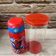 Пляшка дитяча з соломинкою 510 мл «Spiderman arachnid grid» 