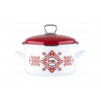 Каструля 3,1 л емальована Вишиванка червоно-чорна