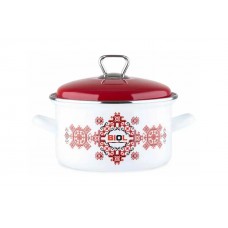 Каструля 3,1 л емальована Вишиванка червоно-чорна