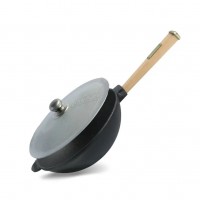 Сковорідка чавунна WOK з алюмінієвою кришкою 24х7 см 2,2 л