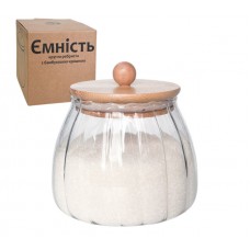Ємність скляна з бамбуковою кришкою 600 мл