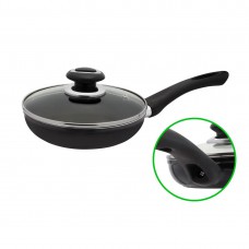 Сковорода 18 см з скляною кришкою NON-STICK чорна