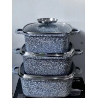 Набір каструль 6 предметів квадратних 2,7л/ 3,5 л/ 4,4 л