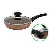 Сковорода 20 см зі скляною кришкою (мармур) бронза 