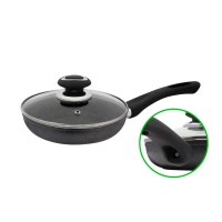 Сковорода 18 см з скляною кришкою (мармур) Сіра