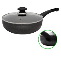 Сковорода 26 см зі скляною кришкою (мармур)