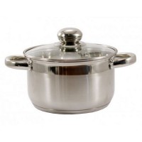 Каструля 1,3 л з нержавіючої сталі (скляна кришка)