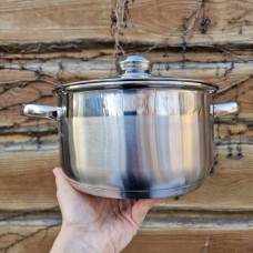 Каструля 4,7 л з нержавіючої сталі (скляна кришка) сфера