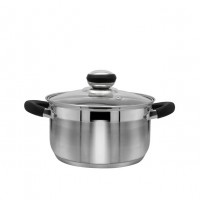 Каструля 1,9 л з нержавіючої сталі (скляна кришка) Чорна