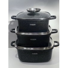 Набір каструль 6 предметів квадратних 2,7л/ 3,5 л/ 4,4 л