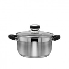 Каструля 2,6 л з нержавіючої сталі (скляна кришка) Чорна