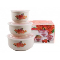 Набір судків 3 шт з кришками Троянда