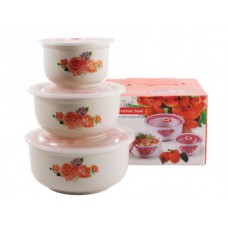 Набір судків 3 шт з кришками Троянда