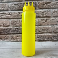 Диспенсер для соусів і сиропів 700 мл, жовтий з трьома носиками 