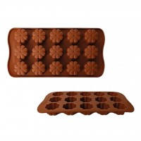 Форма силіконова для шоколаду 21×11×1,5 см «Квіточки» 