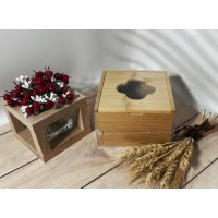 Диспенсер-серветниця бамбукова з кришкою 12,5х12,5х8 см