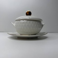 Бульйонниця з блюдцем 350 мл біла порцеляна 4,25″