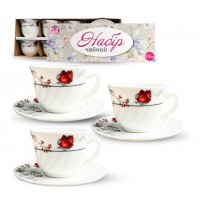 Набір чайний 12 предметів «Червона троянда» 190 мл