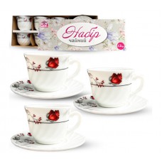 Набір чайний 12 предметів «Червона троянда» 190 мл