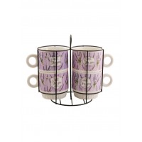 Набір чашок 250 мл 4 шт на стійці Лаванда