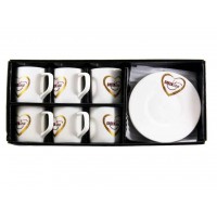 Набір чашок 160 мл 6 шт з блюдцями «LOVE»