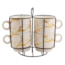 Набір чашок 250 мл 4 шт на стійці «Білий мармур» 