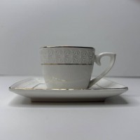 Чашка квадратна з блюдцем біла порцеляна 90 мл