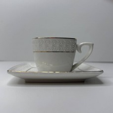 Чашка квадратна з блюдцем біла порцеляна 90 мл