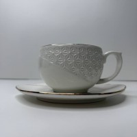 Чашка з блюдцем біла порцеляна 240 мл