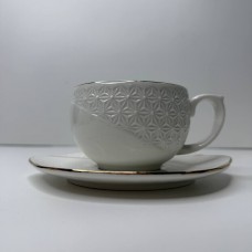 Чашка з блюдцем біла порцеляна 240 мл