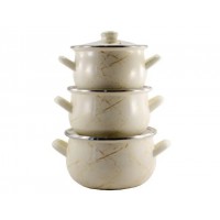 Набір каструль емальованих 3 шт «Білий мармур» 