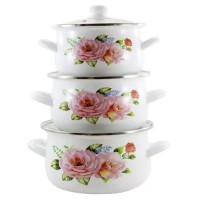 Набір каструль емальованих 3 шт «Троянда»