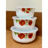 Набір салатників 3 шт з кришками «Мак»