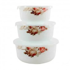 Набір салатників 3 шт з кришками «Чайна троянда»
