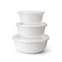 Набір салатників 3 шт з кришками білий