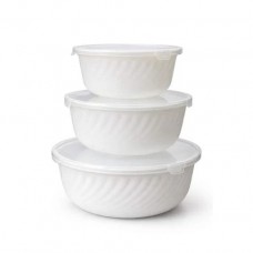 Набір салатників 3 шт з кришками білий