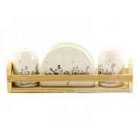 Набір керамічний для спецій з підставкою «Співаючі котики»