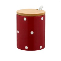  Банка керамічна 350 мл з ложкою та дерев'яною кришкою «Горох»