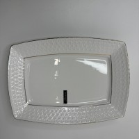 Тарілка порцелянова біла мілка прямокутна 13″