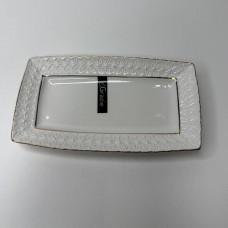 Тарілка мілка прямокутна біла порцеляна 9″