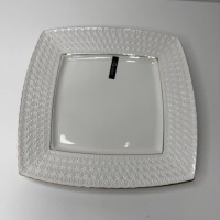 Тарілка порцелянова біла мілка прямокутна 7″