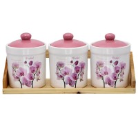 Набір керамічних банок 500 мл «Орхідея рожева»