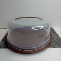 Тортівниця 32 см кругла (коричневий) R-plastic