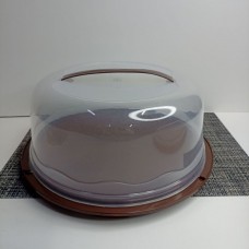 Тортівниця 32 см кругла (коричневий) R-plastic