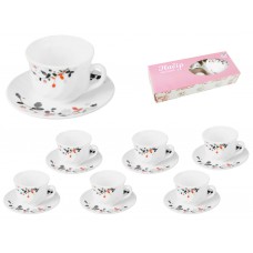 Набір чайний 12 предметів «Червоне і чорне» 190 мл