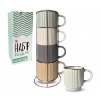 Набір чашок 400 мл 4 шт на стійці 