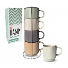 Набір чашок 400 мл 4 шт на стійці 