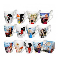 Чашка 300 мл з ложкою «Красотка»  D9