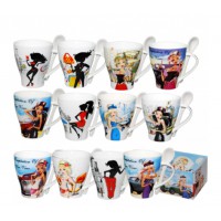 Чашка 300 мл з ложкою «Красотка»  D2