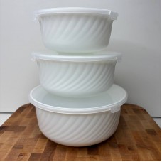 Набір салатників 3 шт з кришками білий